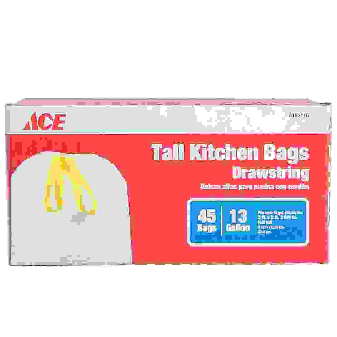 Ace Kitchen Trash Bags with Drawstring (Pack of 45, White)