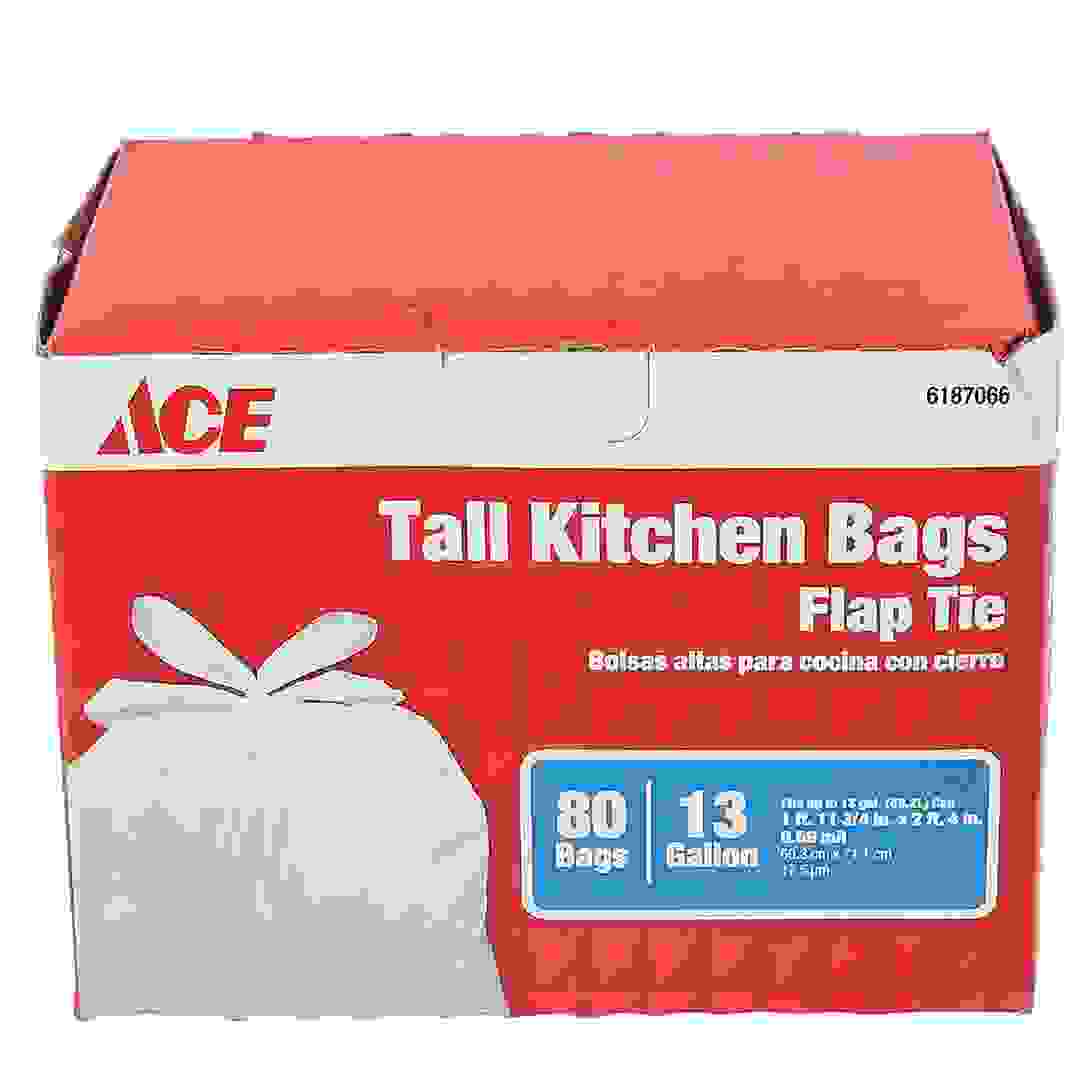 Ace Kitchen Trash Bags with Flap Tie (Pack of 80, Black)
