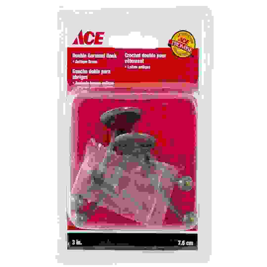 ACE Antique Brass Double Garment Hook (7.6 cm, Pack of 2)