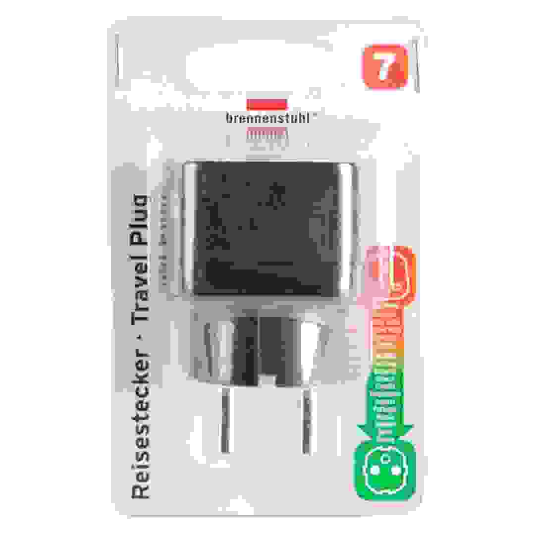 Brennenstuhl 3-Pin to 2-Pin Earthed Travel Adapter (Black)