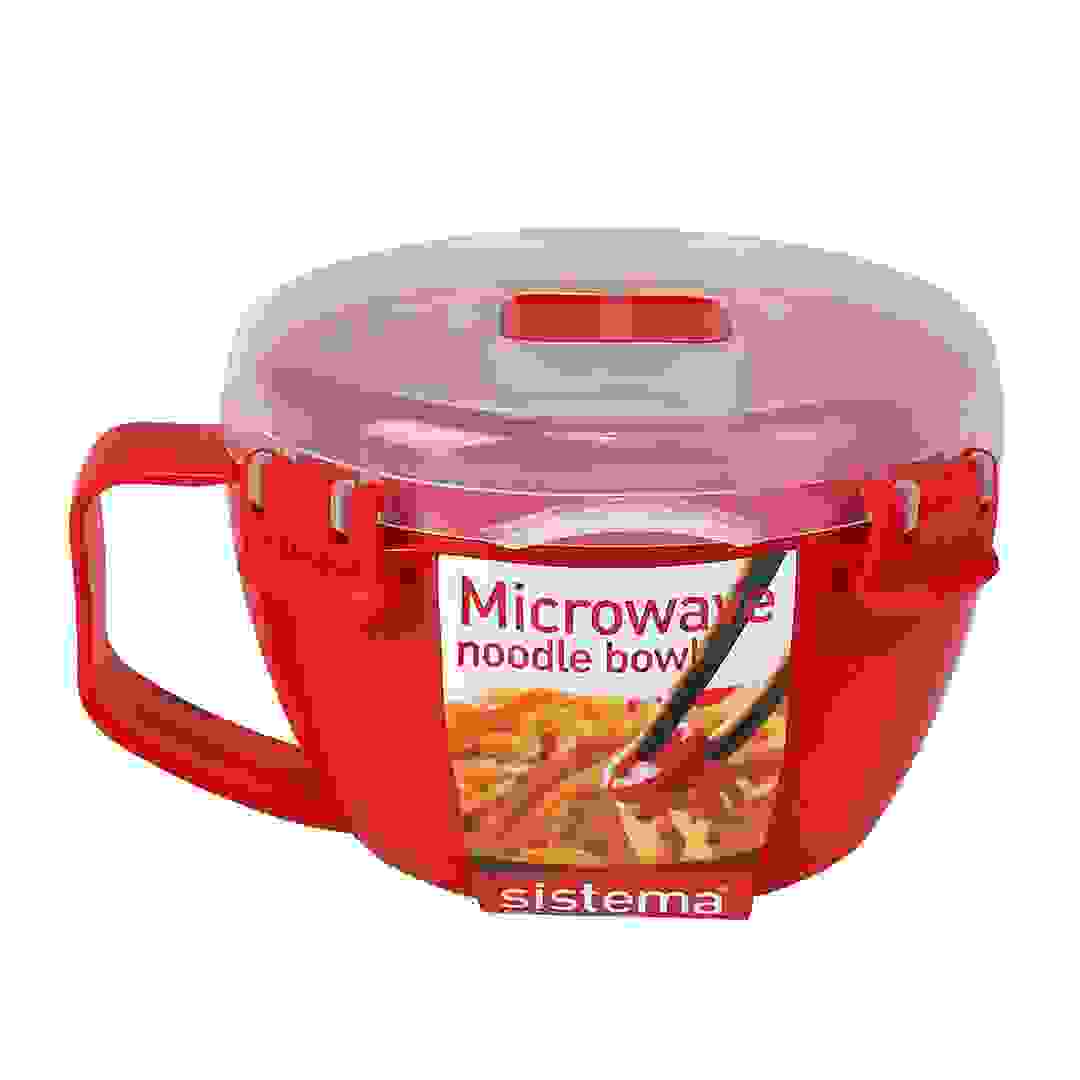 وعاء بقفل لطهي المعكرونة في الميكروويف (16 × 10 سم، أحمر)