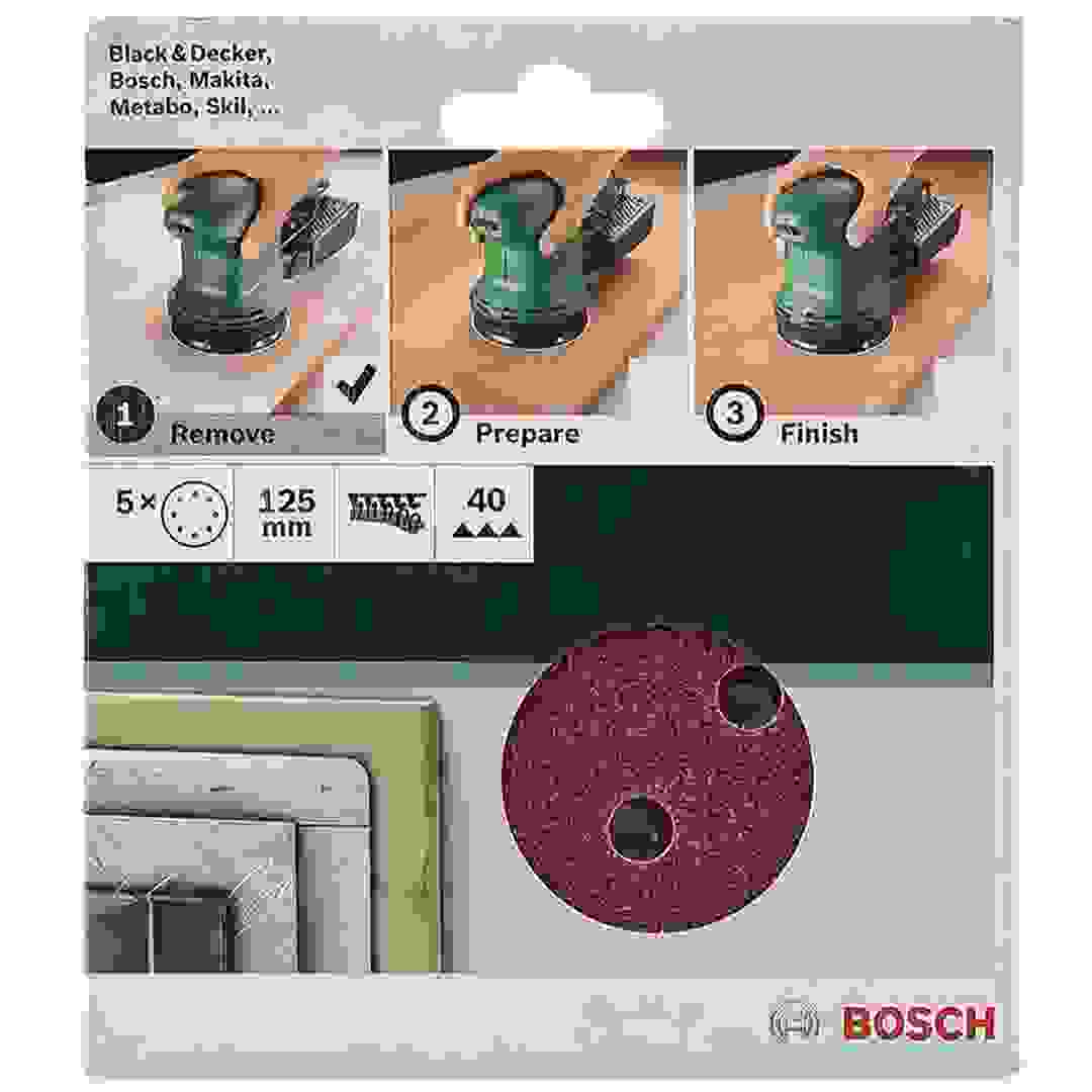 Bosch G40 Random Orbit Grinder Sanding Sheets (125 mm, Pack of 5)