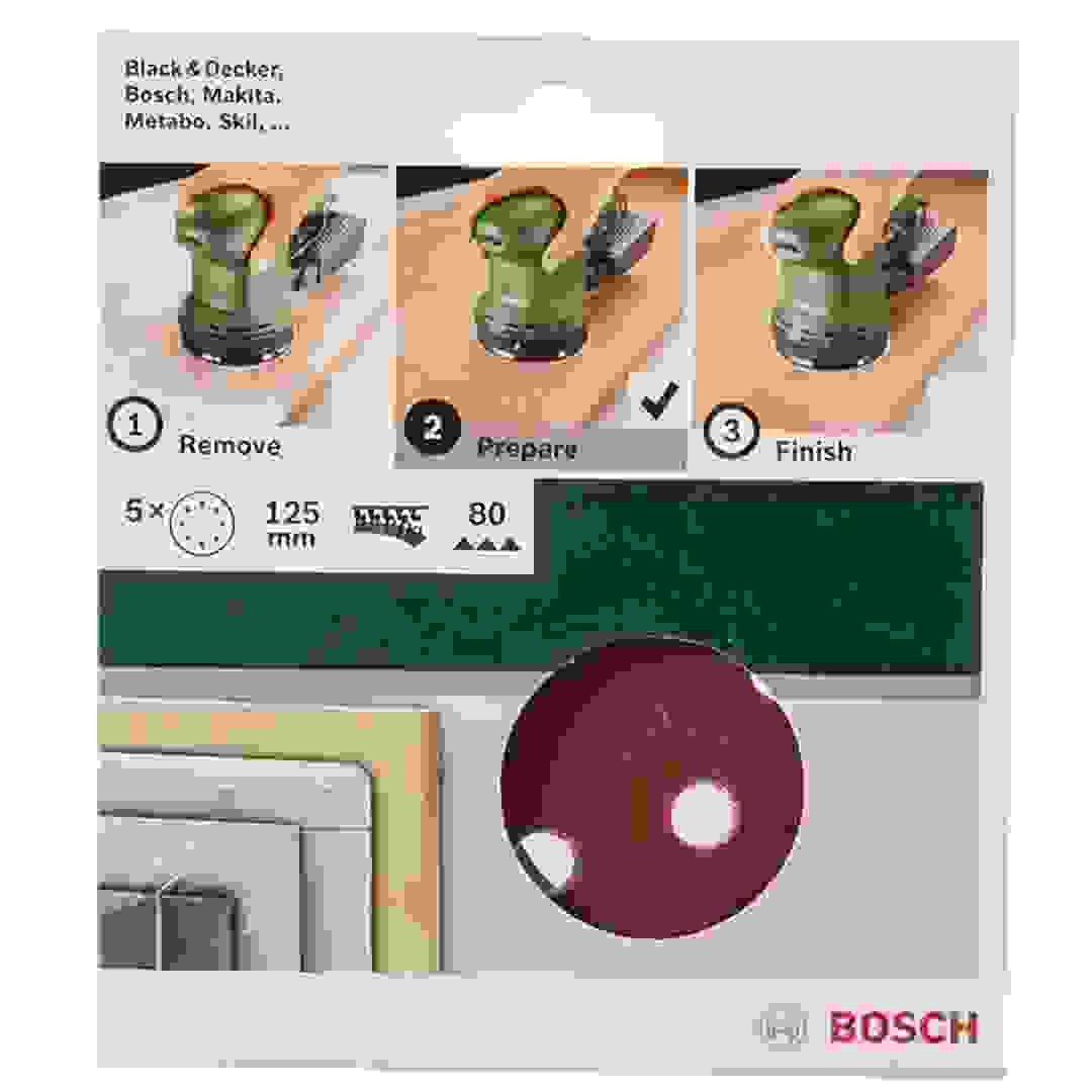 Bosch G80 Random Orbit Grinder Sanding Sheets (125 mm, Pack of 5)