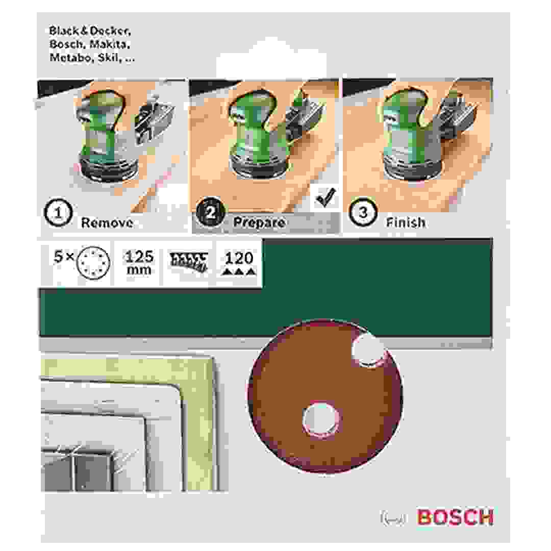 Bosch G120 Sanding Sheets (125 mm, Pack of 5)