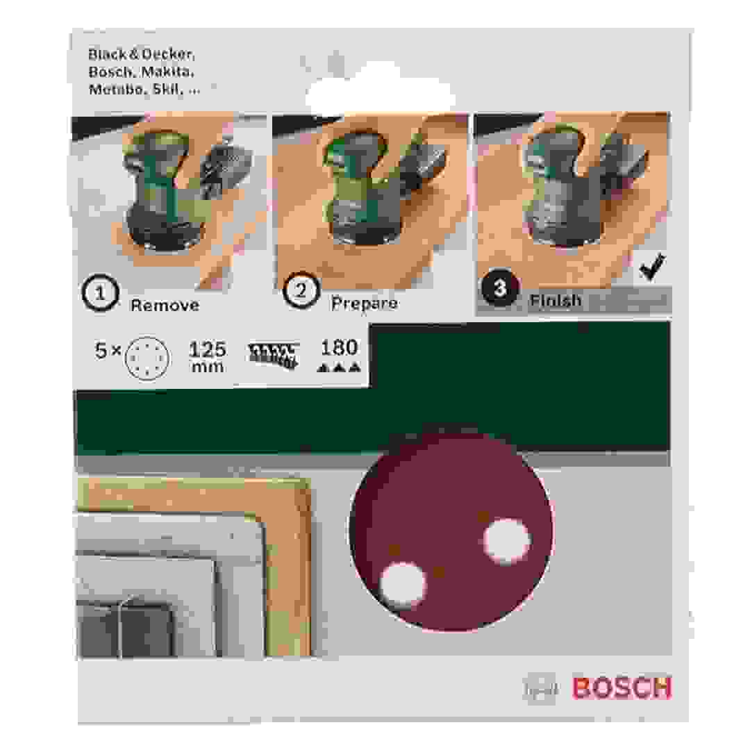 Bosch G180 Random Orbit Sanding Sheet (125 mm, Pack of 5)