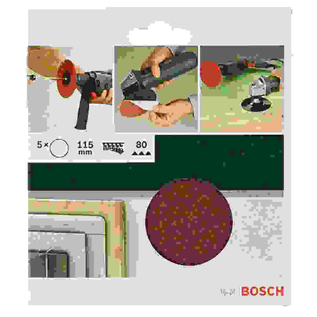 Bosch G80 Sanding Sheet (115 mm, Pack of 5, Red)