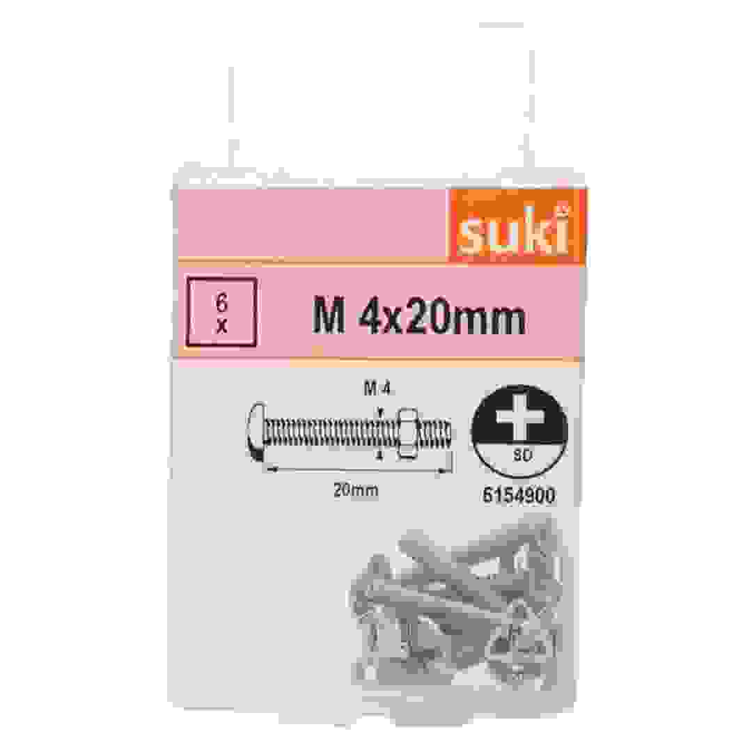Suki 6154900 M4 Machine Screws (20 mm, Pack of 12)