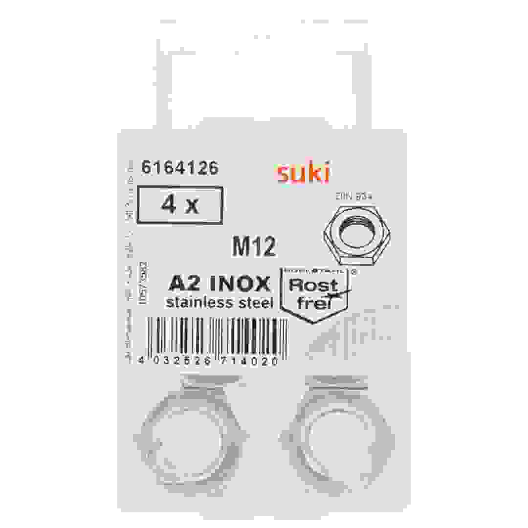 صامولة سداسية M12 (19 × 21.1 × 10 ملم، عبوة من 4 قطع)