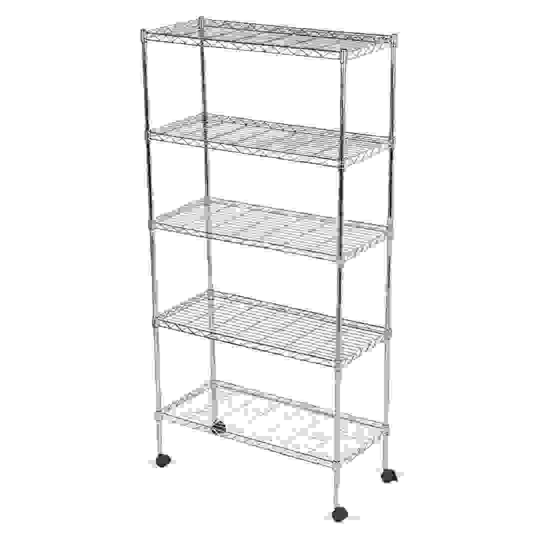 Mobile 5-Shelf Storage Unit (76 x 35.5 x 152 cm, Silver)