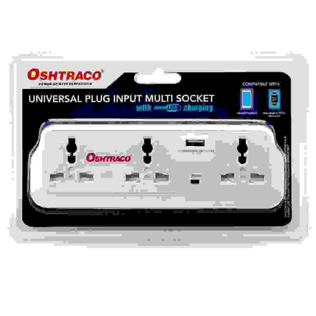 Oshtraco 3-Socket Universal Plug Input W/USB Charging