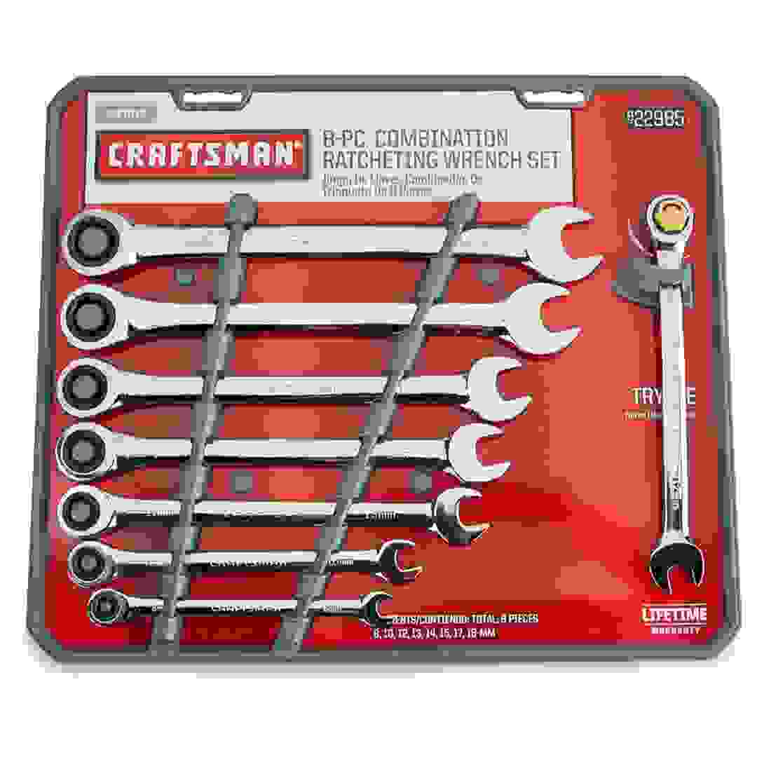 Craftsman Flat Ratcheting Wrench Set (Pack of 8, Silver)
