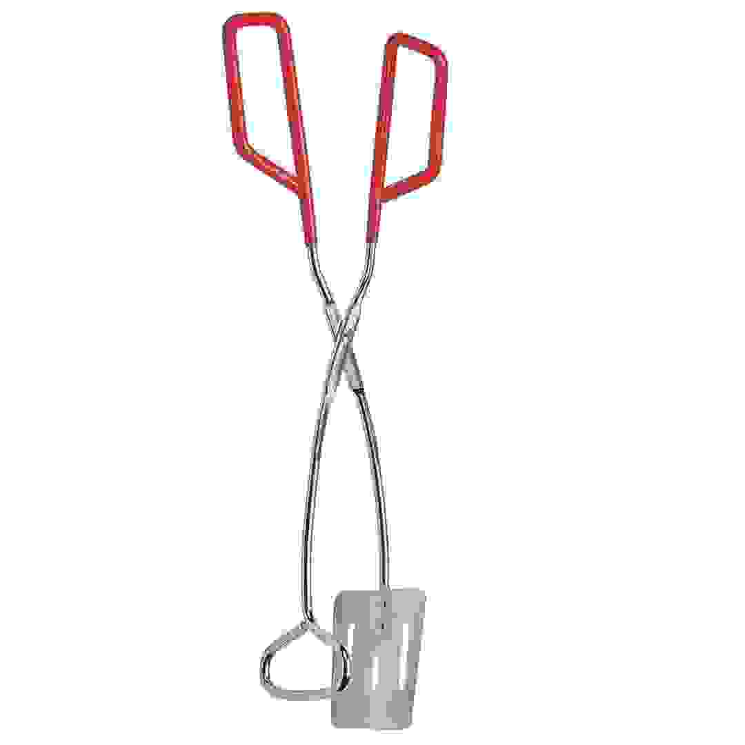 مغرفة وملقاط شواء 2 في 1 40730 (7.6 × 43.2 × 10.8 سم، أحمر/فضي)