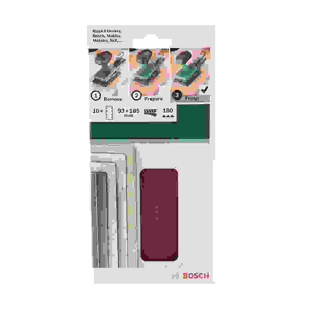 Bosch PSM 200 Sanding Sheet, 180 Grit (93 x 185 mm, Pack of 10)