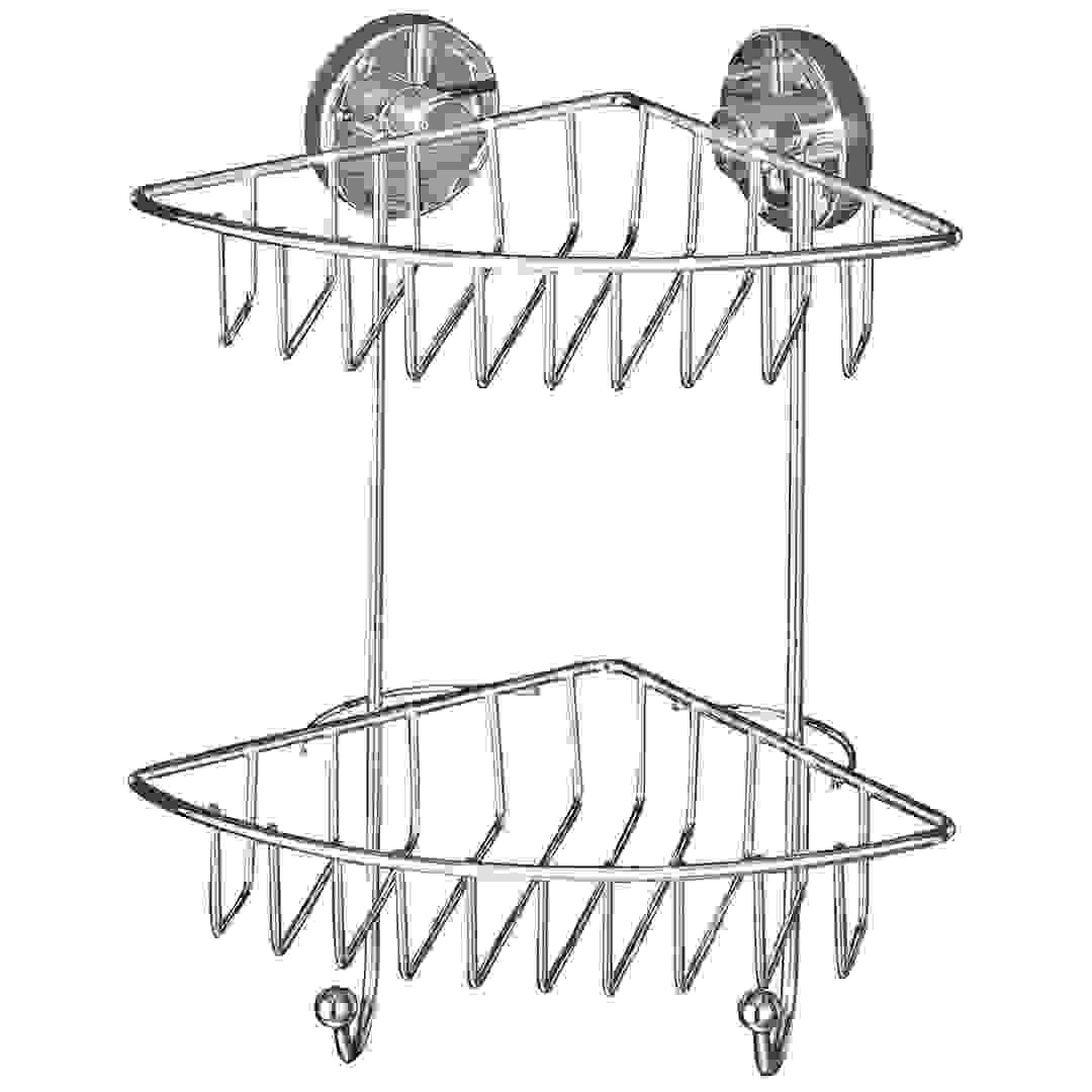 Wenko 20888100 Vacuum-Loc 2-Tier Corner Rack (22.5 x 16 x 29.5 cm, Chrome)