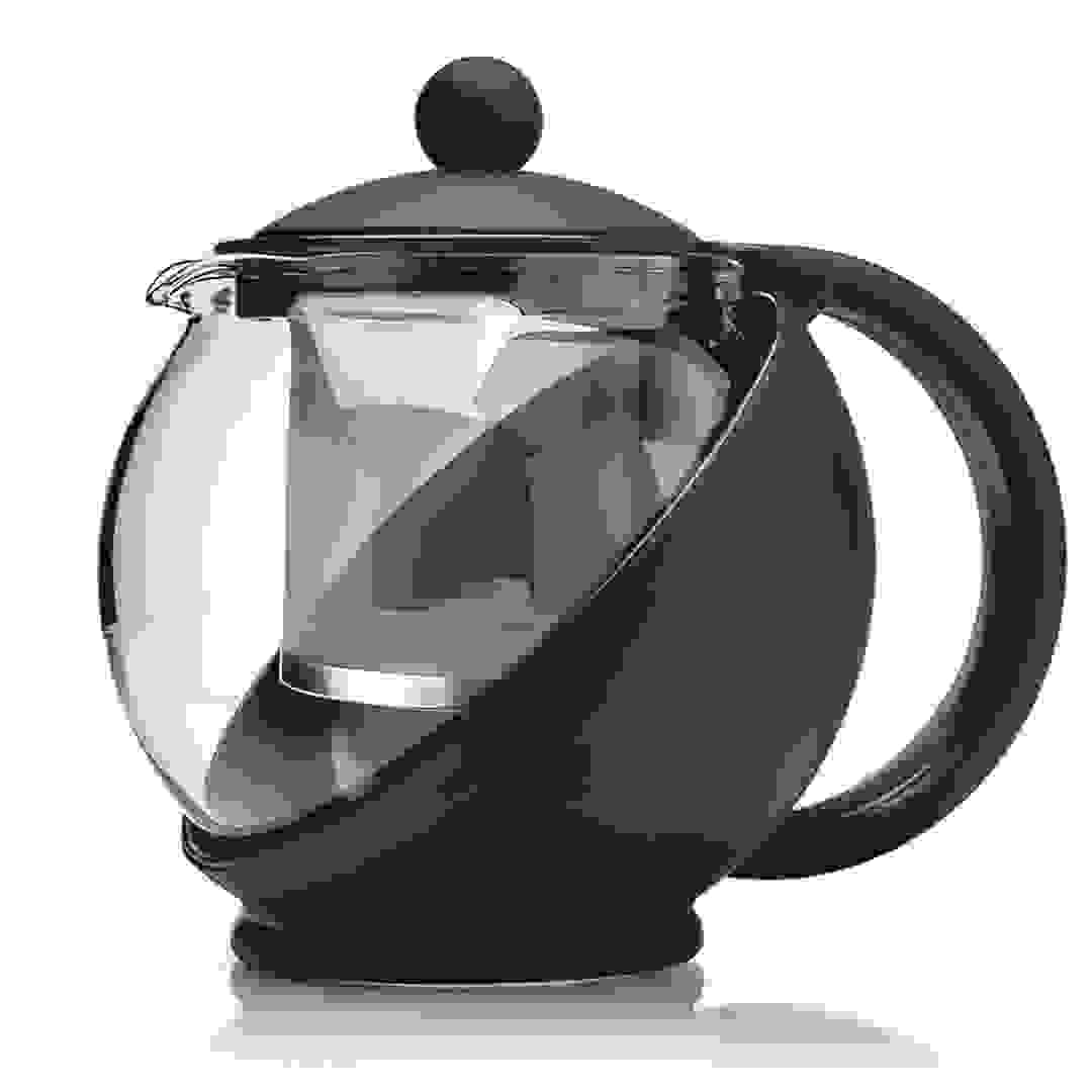 إبريق شاي زجاجي مع مصفاة (13.4 × 14.7 × 15.7 سم، أسود)