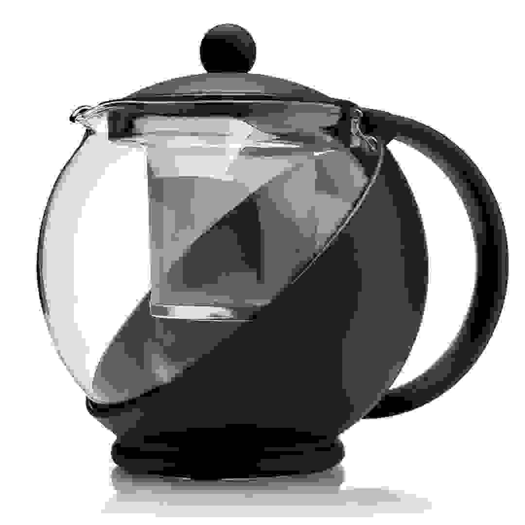 إبريق شاي زجاجي مع مصفاة (18.2 سم، أسود)