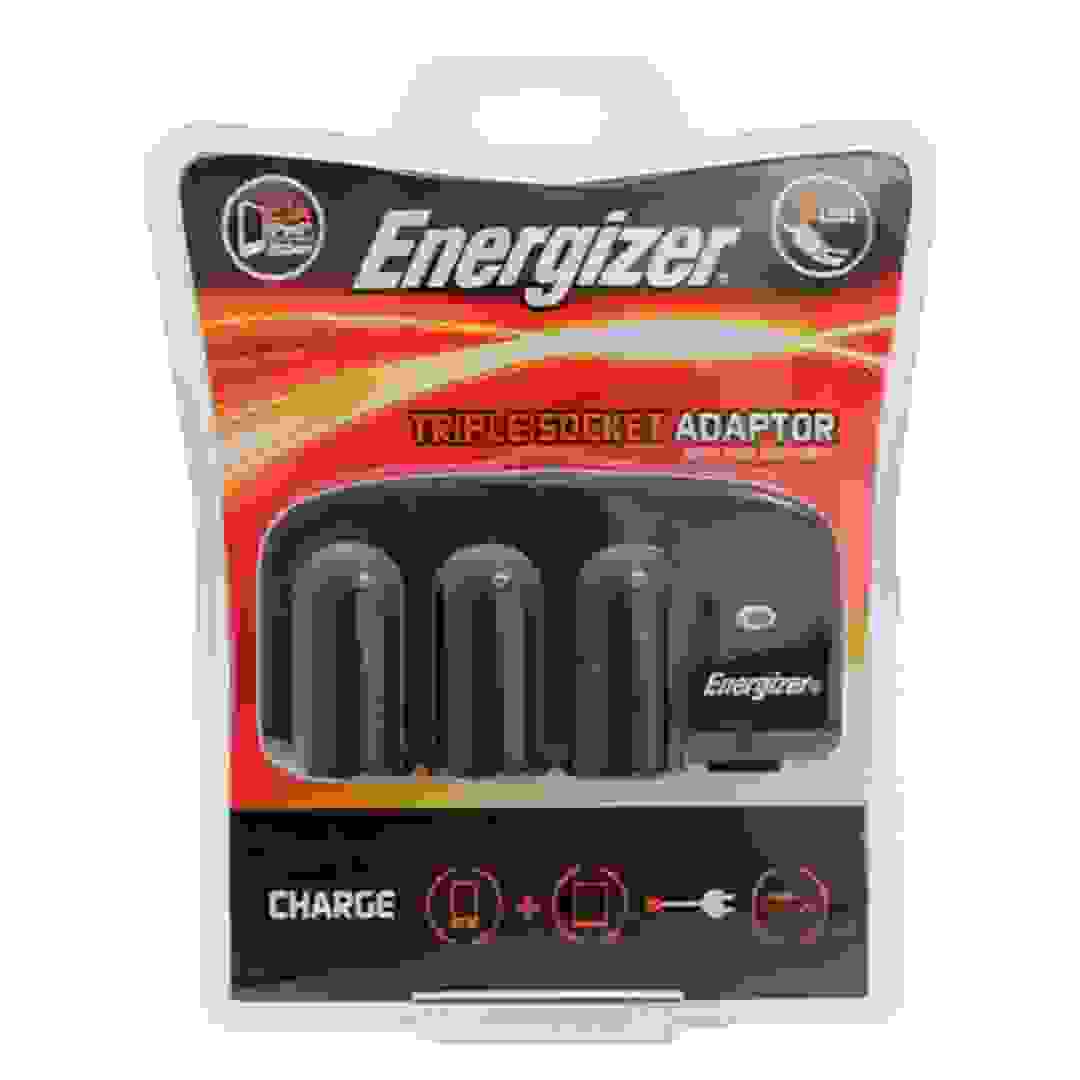 Energizer 50505 Triple Socket 12 V Adaptor with 2 USB Ports (3.1 x 8 x 9.7 cm, Black)